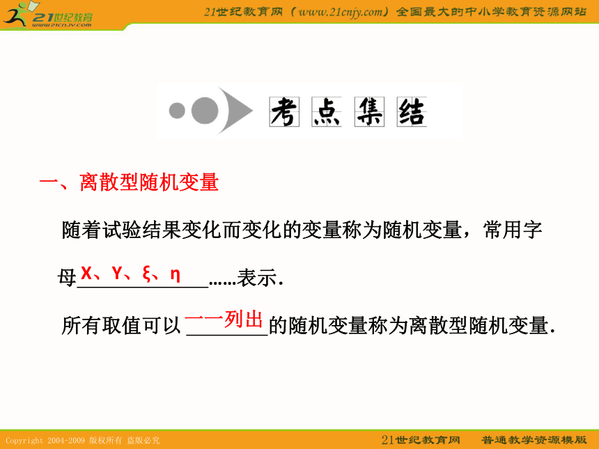 2011数学高考一轮复习课件：离散型随机变量及其分布列（理）