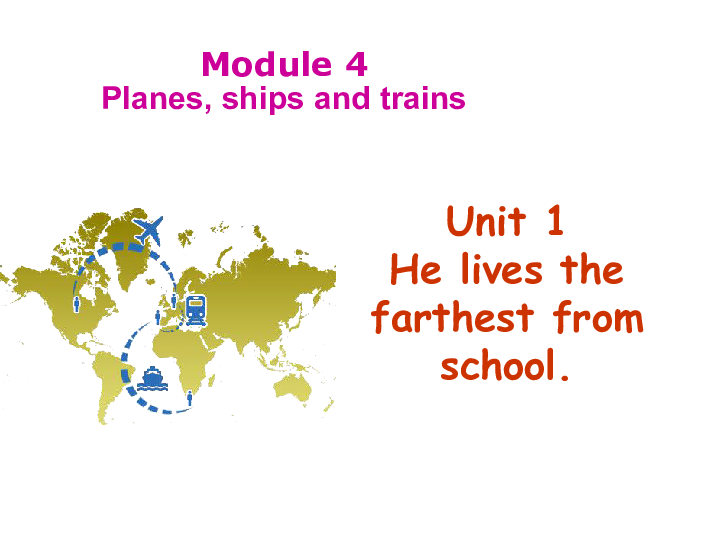 外研英语八年级上册Module 4 Planes, ships and trains Unit 1 He lives the farthest from school 课件（共48张）