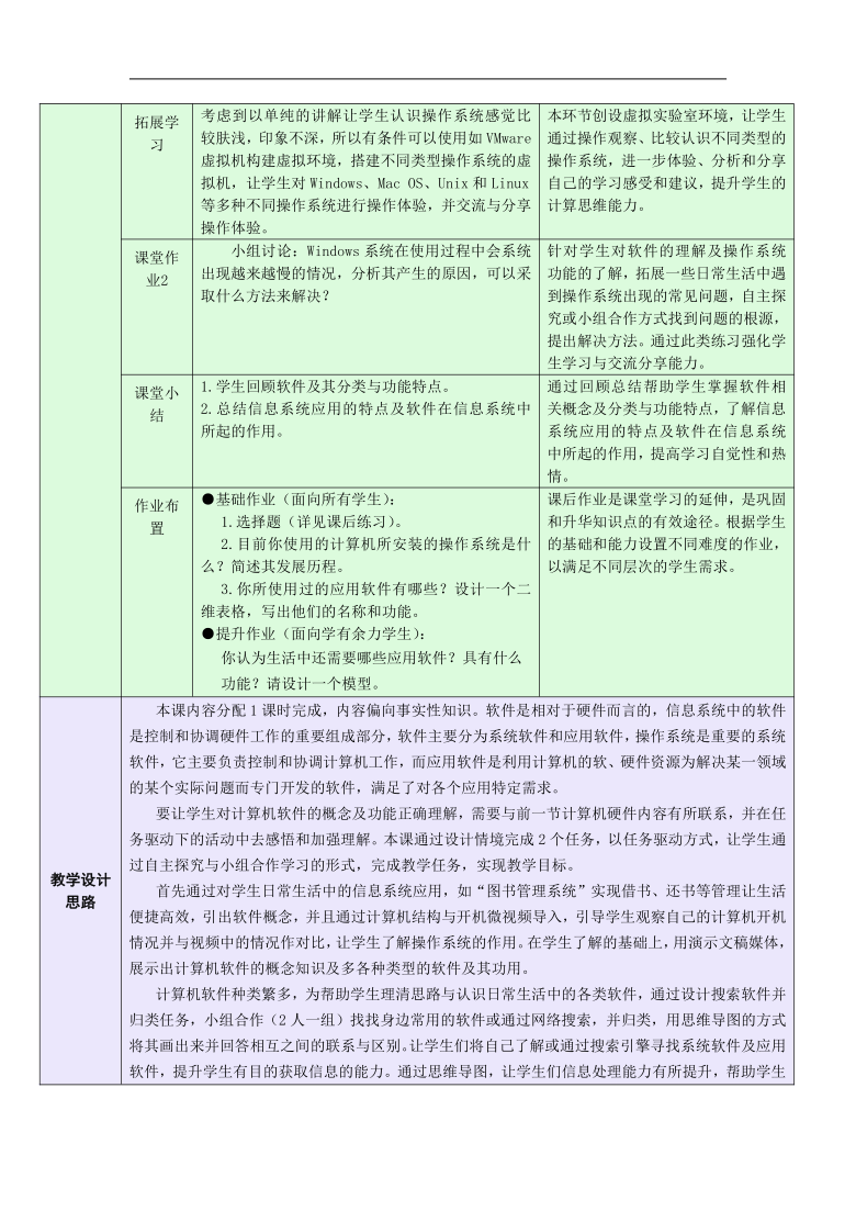 浙教版（2019）信息技术 必修2 2.2 计算机软件 教学设计