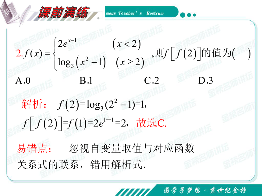 第2单元第4讲 函数的概念及解析式与定义域