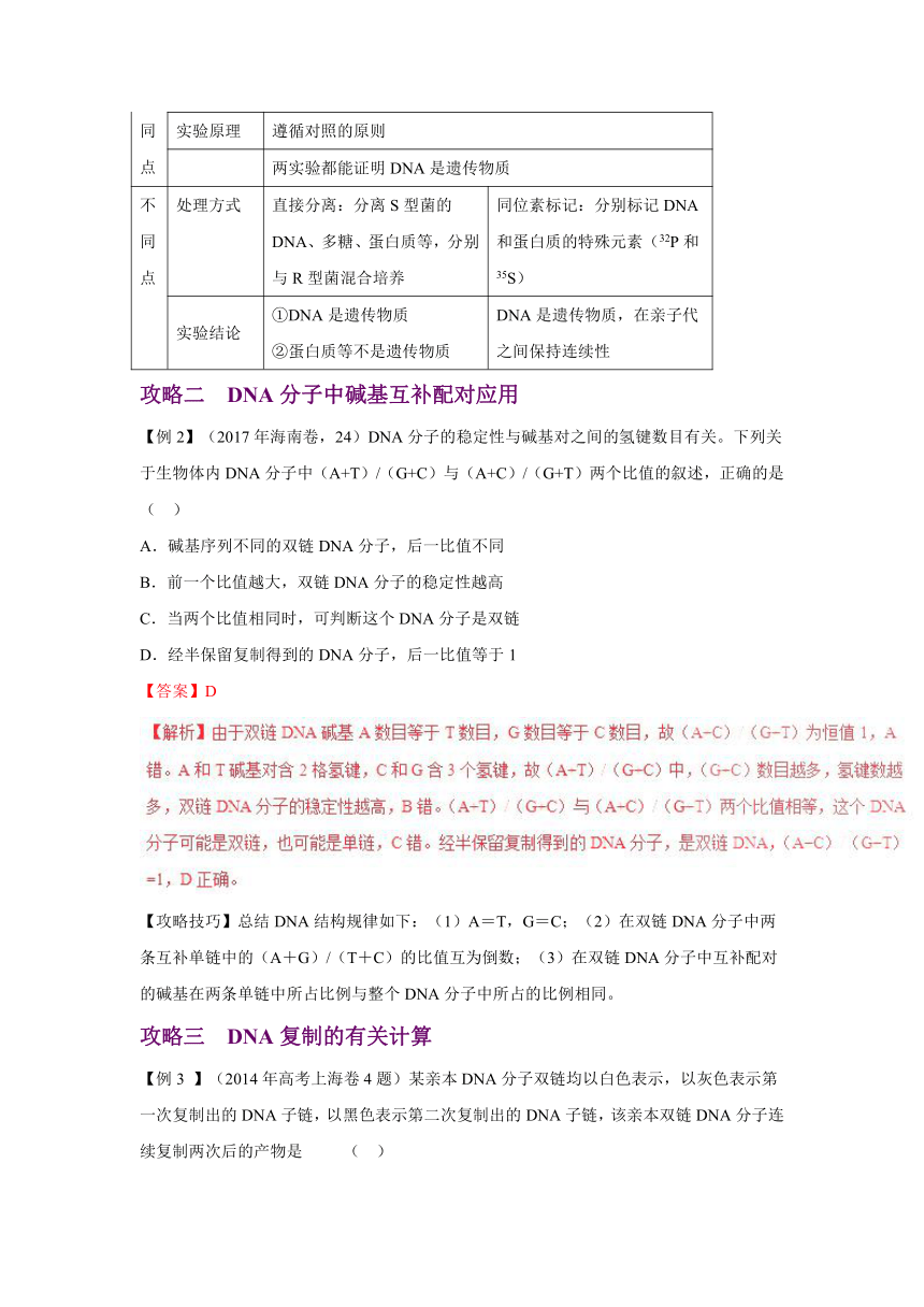 2018年高考生物备考中等生百日捷进提升专题07遗传的分子基础