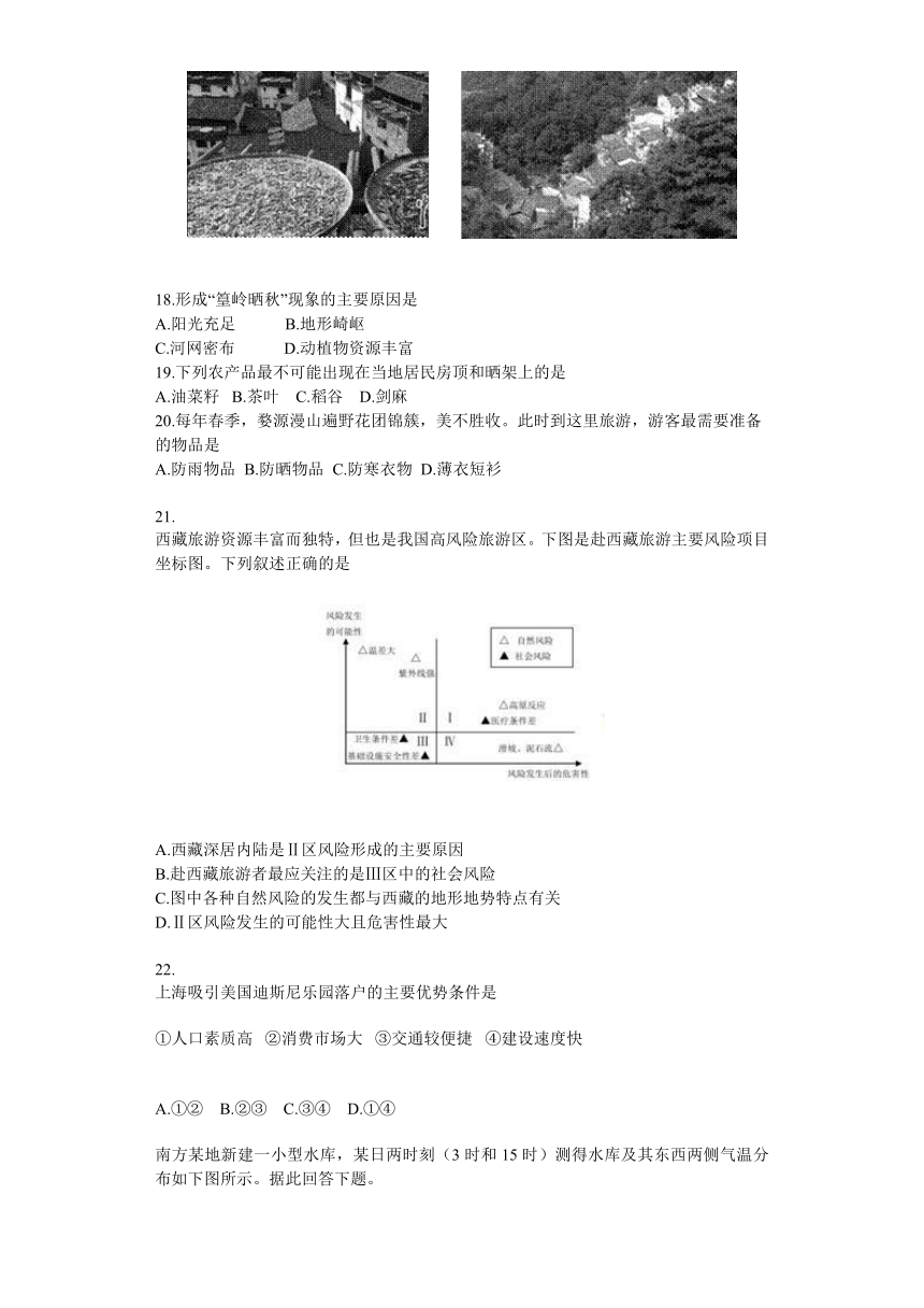 2017高三模拟地理选择专项汇编之旅游地理含解析