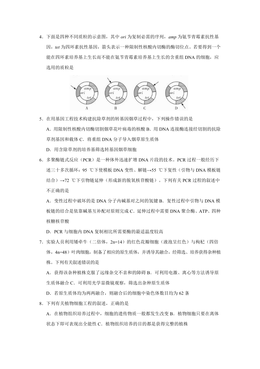 甘肃省山丹县第一中学2017-2018学年高二下学期期末生物复习测试题