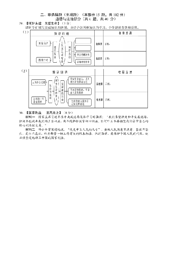 湖北省襄阳市2019-2020学年九年级上学期期末学业质量调研测试文综道德与法治试题（pdf半含答案）