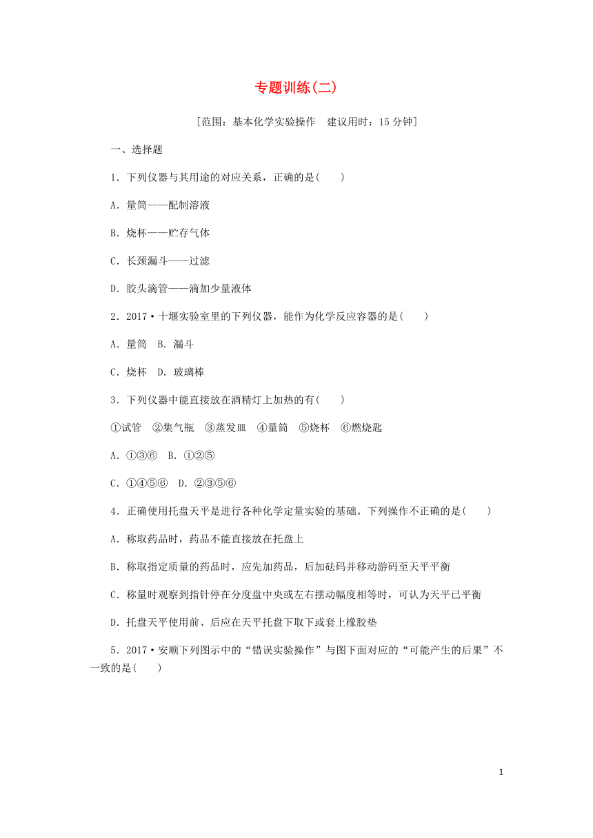 2018年九年级化学上册第1章开启化学之门专题训练二沪教版