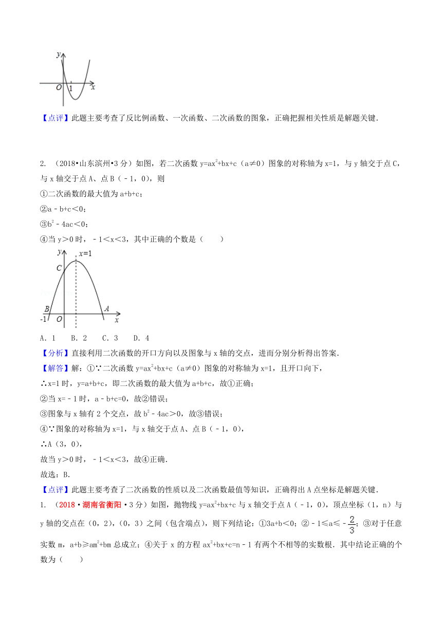 2018年中考数学试卷精选汇编二次函数（pdf版，含解析）