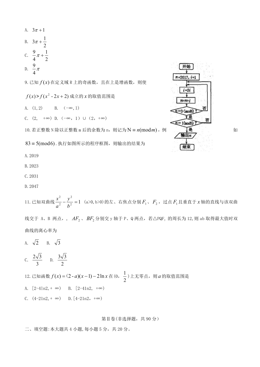 2018届河南省洛阳市高三下学期尖子生第二次联考试题  数学（文）（word版）