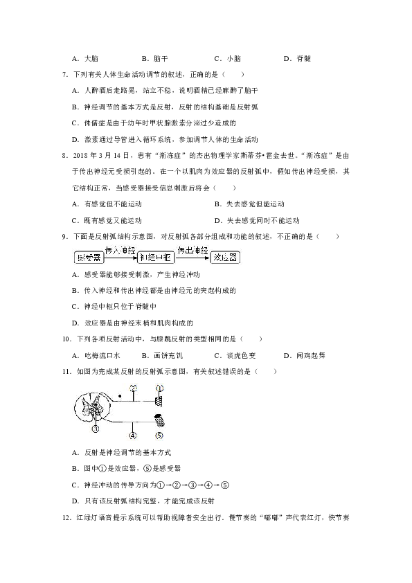 2018-2019学年山东省威海市文登区八校联考七年级（下）期中生物试卷（五四学制）