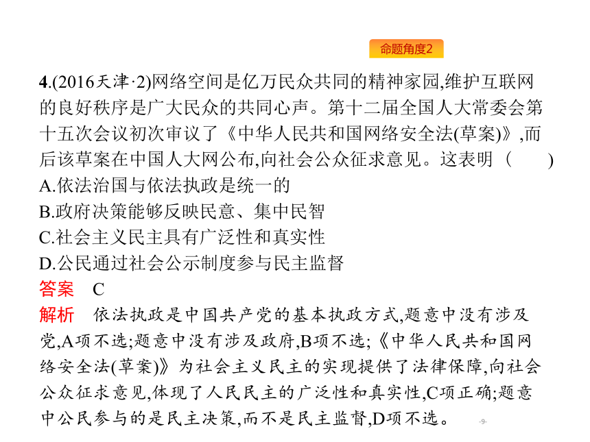 2019年高考政治专题复习课件：专题五公民参与政治生活（含最新2018高考真题）