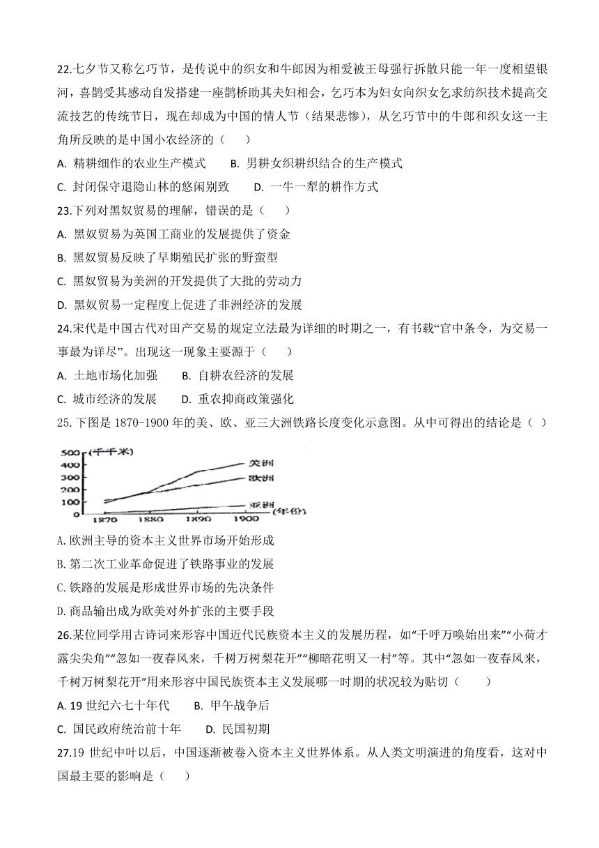 安徽省定远重点中学2017-2018学年高一下学期第一次月考历史试题