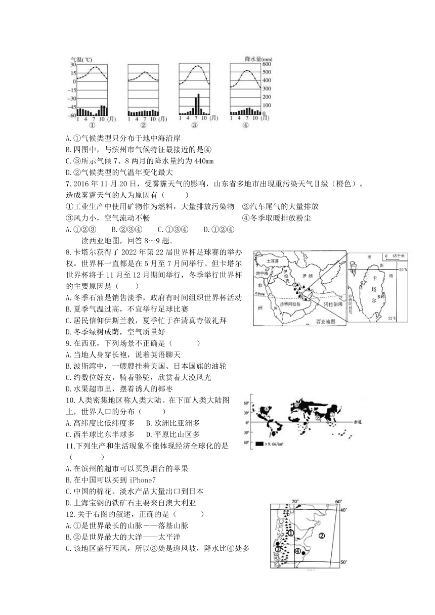 山东省威海市2017届八年级下学业水平模拟调研地理试题