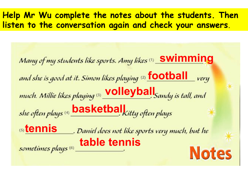 Unit2 Let’s play sports Integrated skills课件