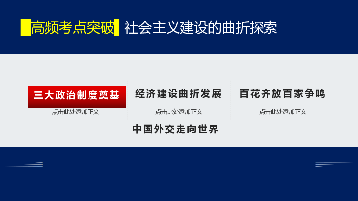 【备考2020】高考历史二轮专题 社会主义建设曲折探索中的中国（1949——1978））课件（阶段特征+考点突破+小结）（共47张PPT）