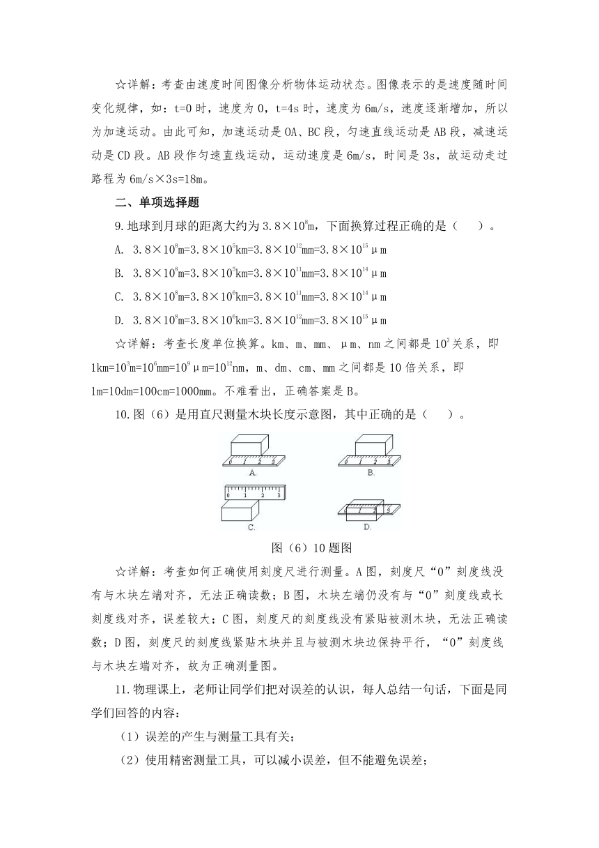 人教版八年级物理“机械运动”考点详解