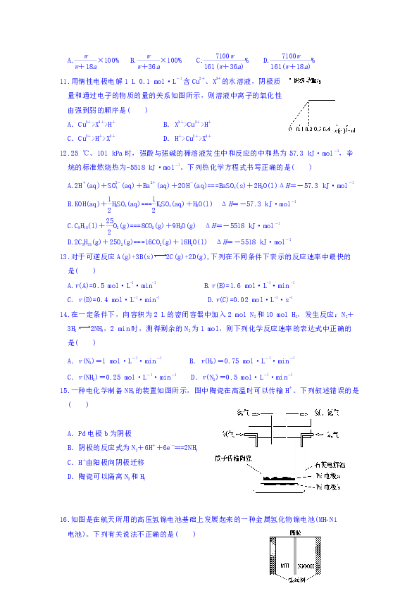 福建省晋江市季延中学2018-2019学年高二上学期期中考试化学（理）试题