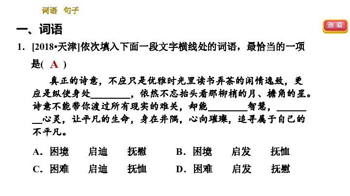 初中语文 人教部编版 九年级上册  专题二 词语 句子课件（16张ppt）