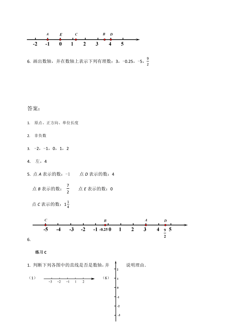 521数轴课后练习20202021学年沪教版上海六年级数学下册word版含答案