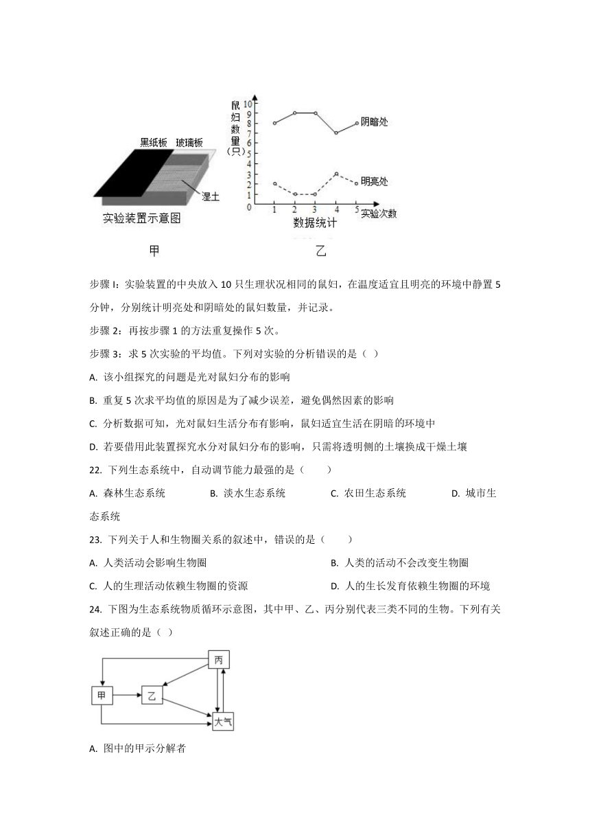 安徽省芜湖市市区2021-2022学年七年级上学期期中生物试题(word版含解析）