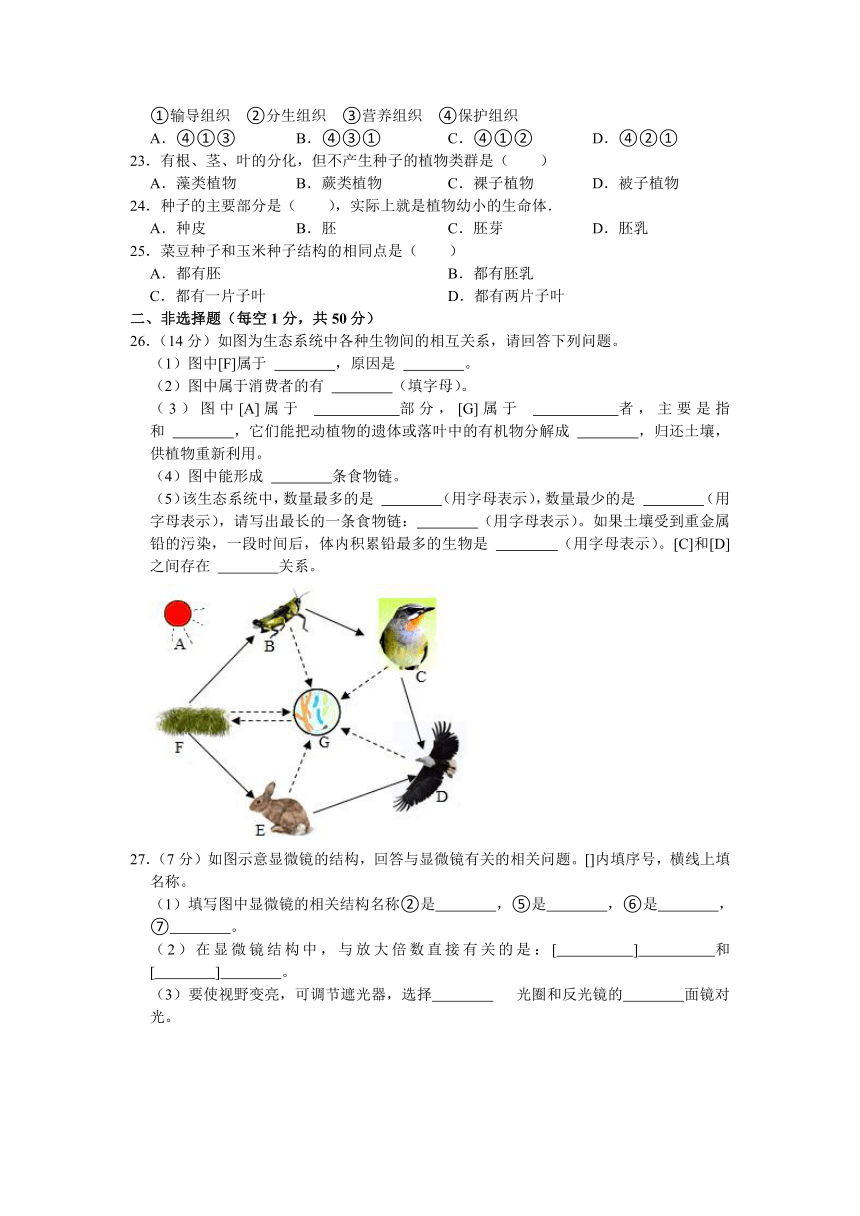 贵州省黔东南州榕江四中2020-2021学年七年级上学期期中生物试题  (word版含解析）