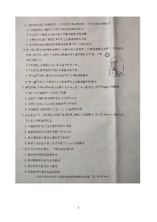 湖北省2019届高三1月联考测试理科综合试题 扫描版含答案