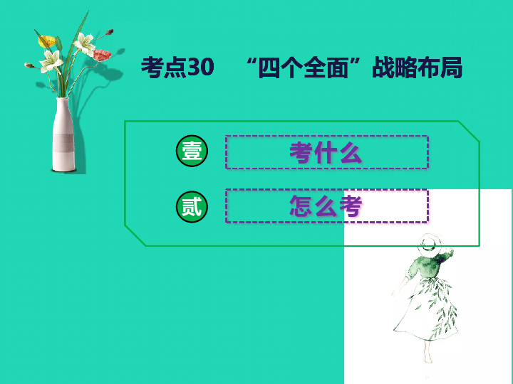 2019中考道德与法治二轮复习考点30“四个全面”战略布局  课件（44张ppt）