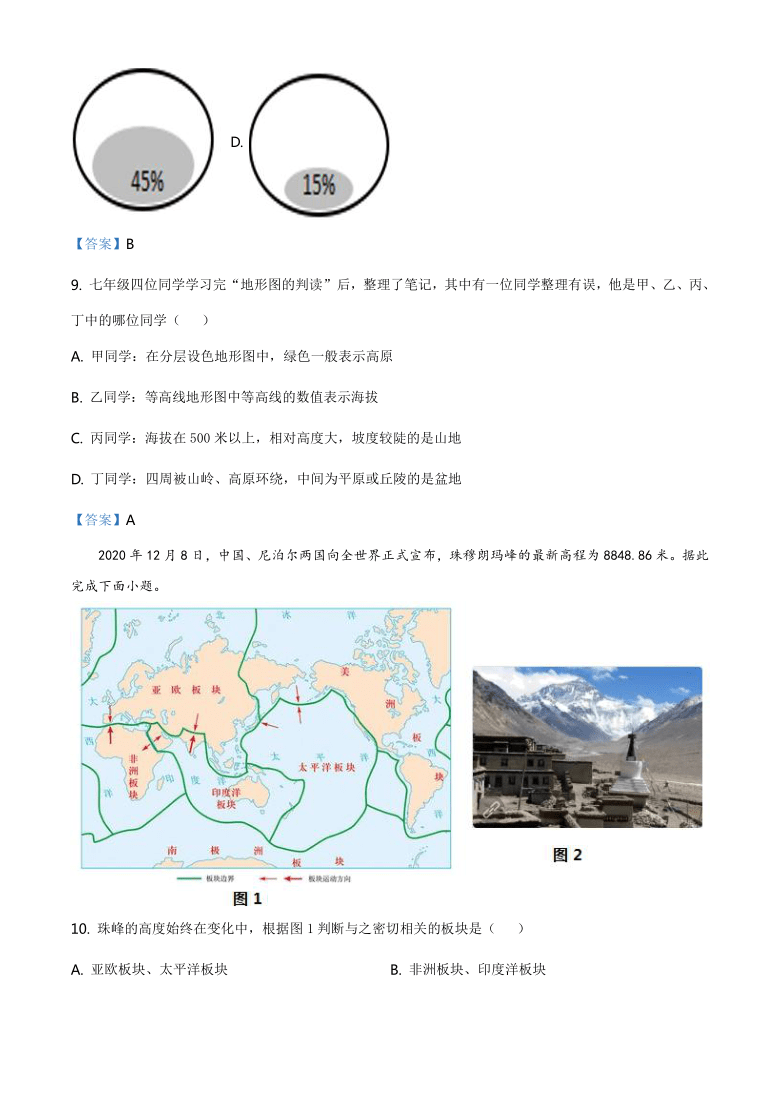 山西省大同市2020-2021学年七年级上学期期末地理试题（Word版含答案）