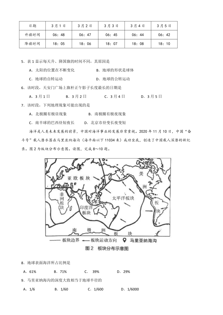 北京市海淀区20202021学年七年级上学期期末地理试题word含答案