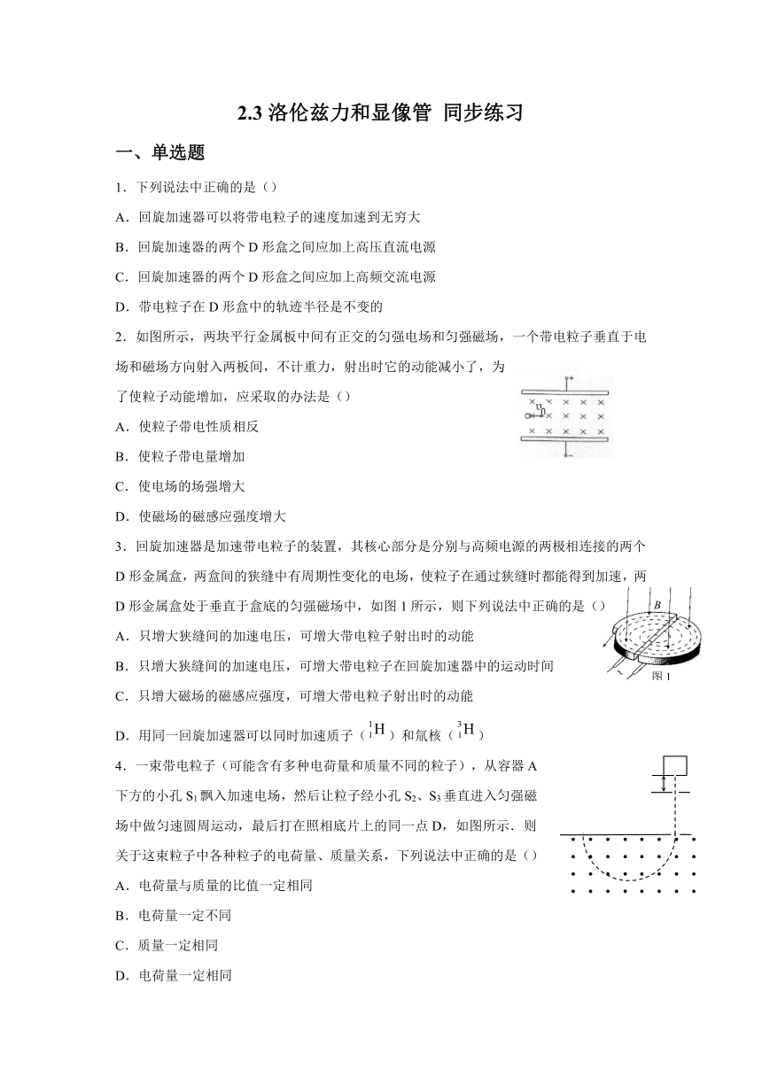 2.3洛伦兹力和显像管 同步练习 (含答案) (3)