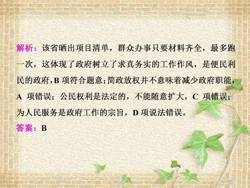 政治生活第二单元 为人民服务的政府 期末复习课件（23张PPT）