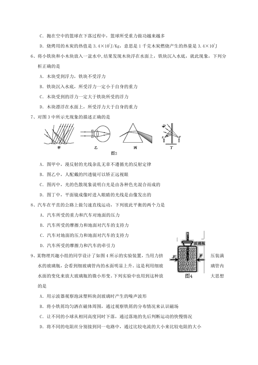 四川省眉山市华兴联谊学校2017年中考适应性考试物理试题