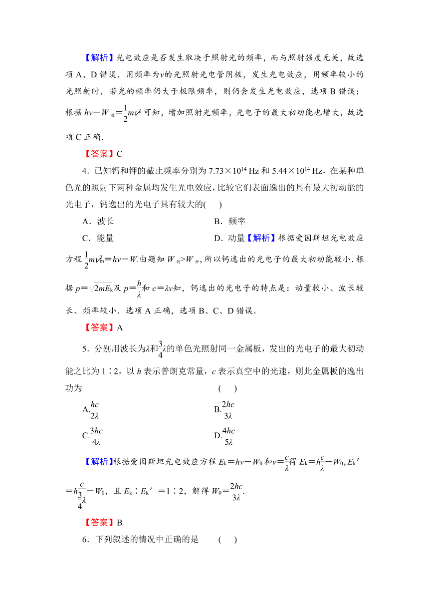 2016-2017学年高二物理沪科版选修3-5综合测评：第二章波和粒子（含解析）