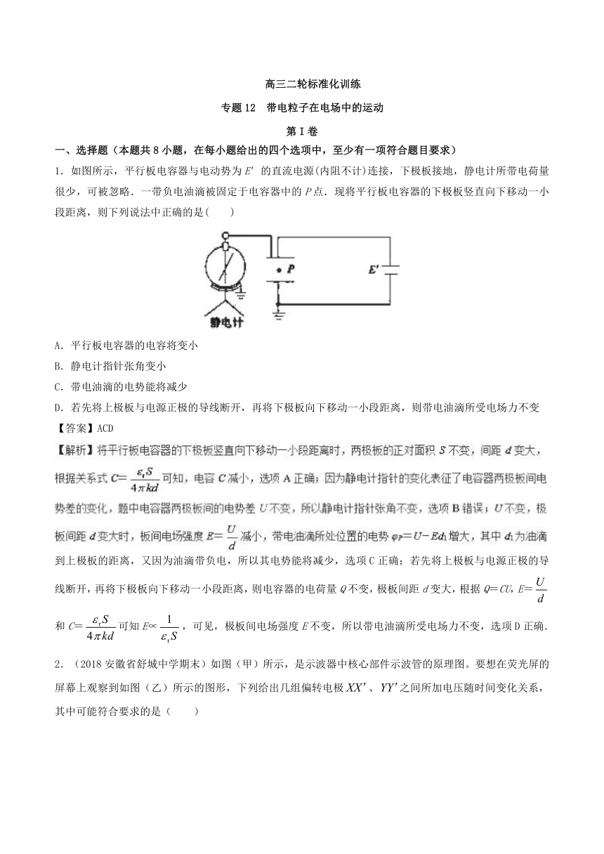 专题12带电粒子在电场中的运动-2018年高三物理二轮标准化训练