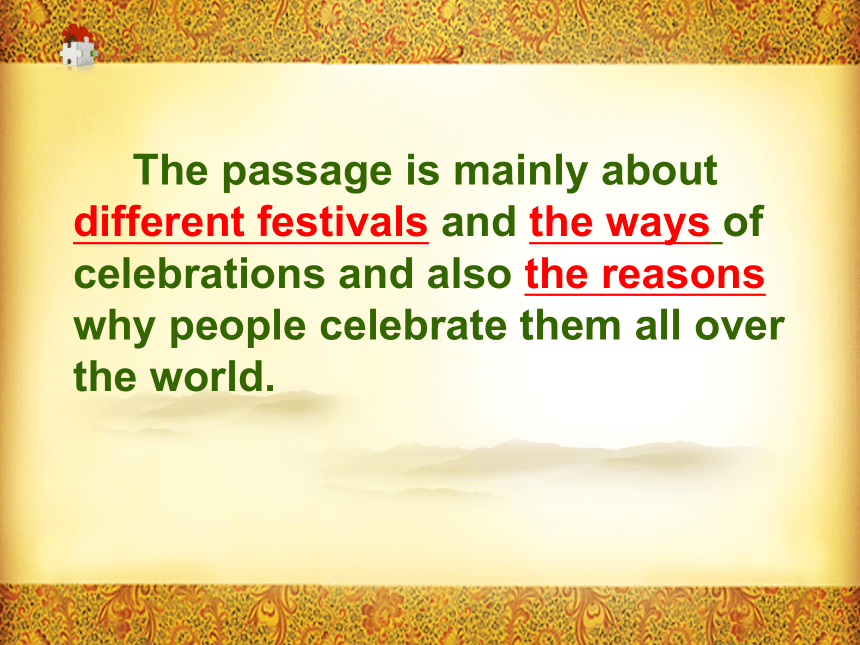 人教版高一英语必修三第一单元 Festivals around the world Ｒeading课件（共33张）