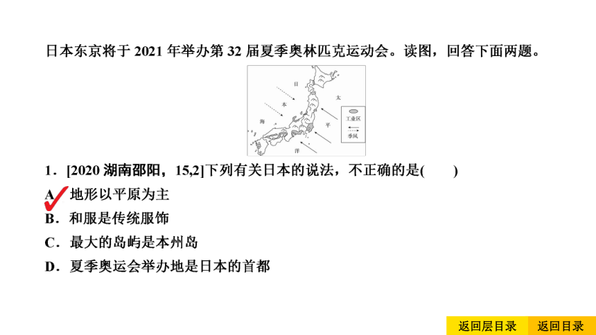 2021中考地理复习 中考命题14 日本(共21张PPT习题课件)