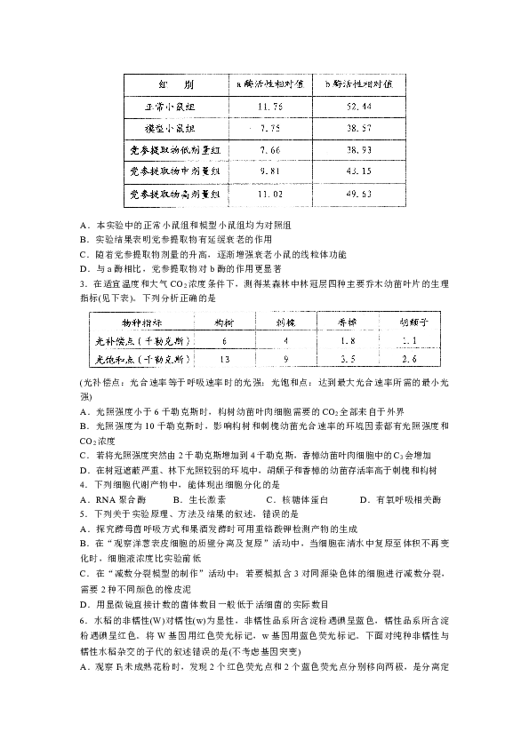 山东省青岛市2020届高三上学期期末考试生物试题
