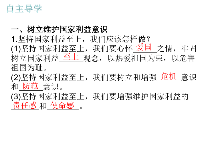 8.2  坚持国家利益至上导学课件(共28张PPT)