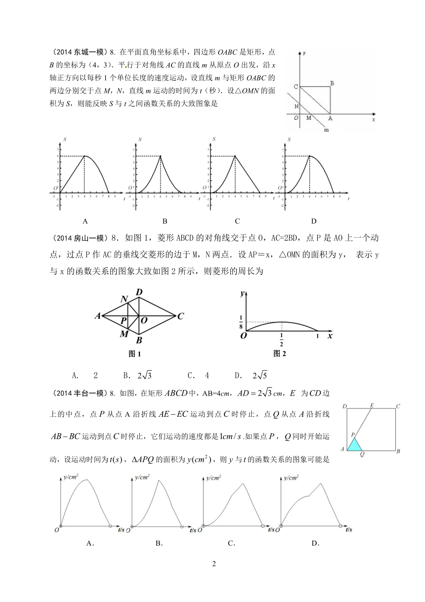 2014年北京市17区中考数学一模试题汇编7.选择压轴8题