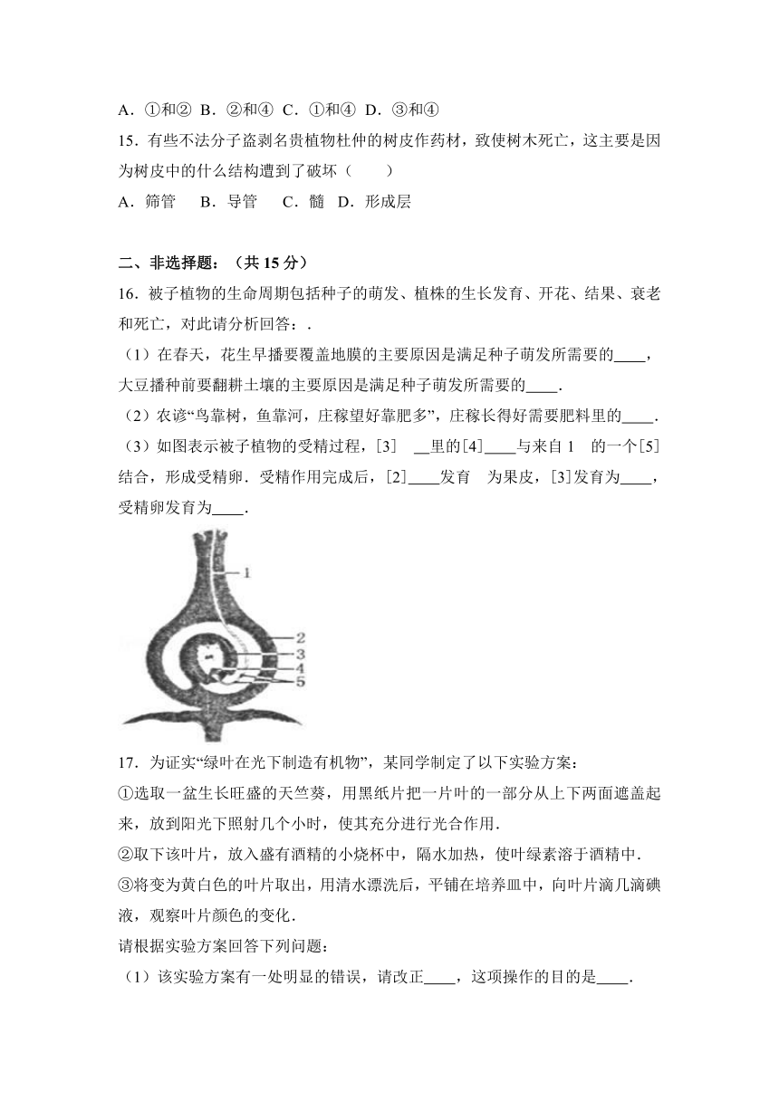 江西省九江市永修外国语学校2017届九年级（上）第二次月考生物试卷（解析版）