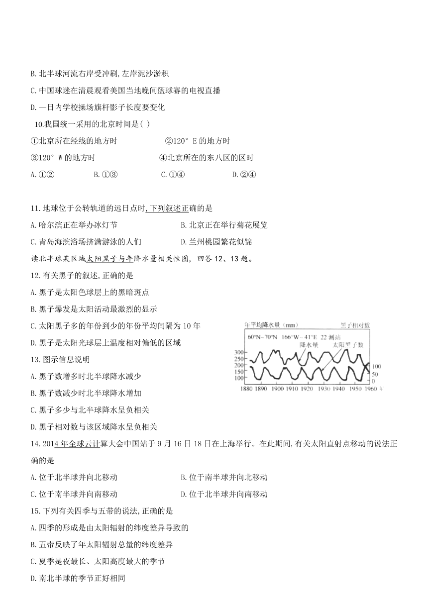 新疆焉耆回族自治一中16-17学年高一上第一次月考--地理（无答案）