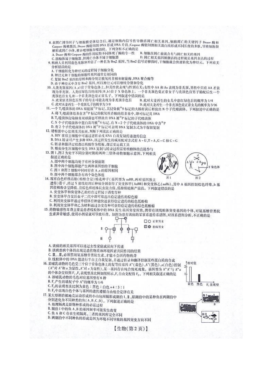 江西省名校学术联盟2019届高三年级教学质量检测考试（一）生物试题 扫描版