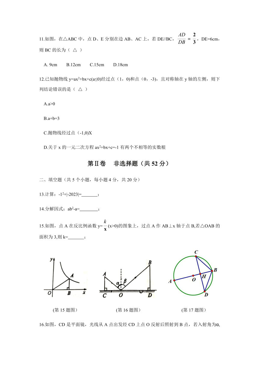 2022年四川省凉山州中考数学真题word版无答案