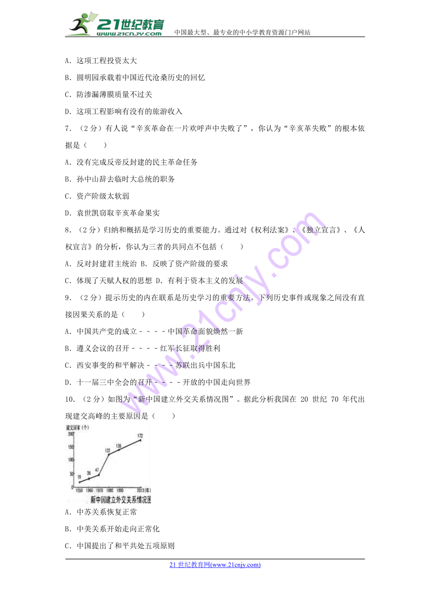 四川省达州市2018年中考历史模拟试卷二（含解析）