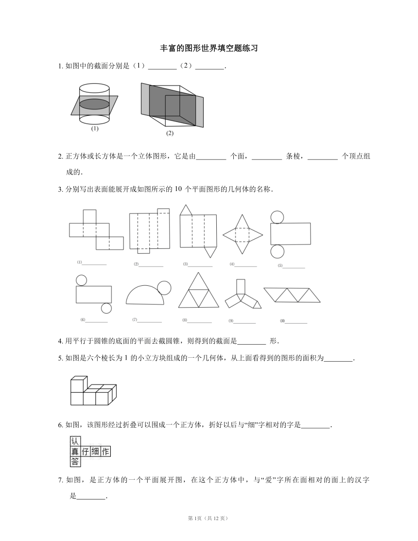 鲁教版（五四制）六年级上册第一章丰富的图形世界丰富的图形世界填空题练习（含答案）