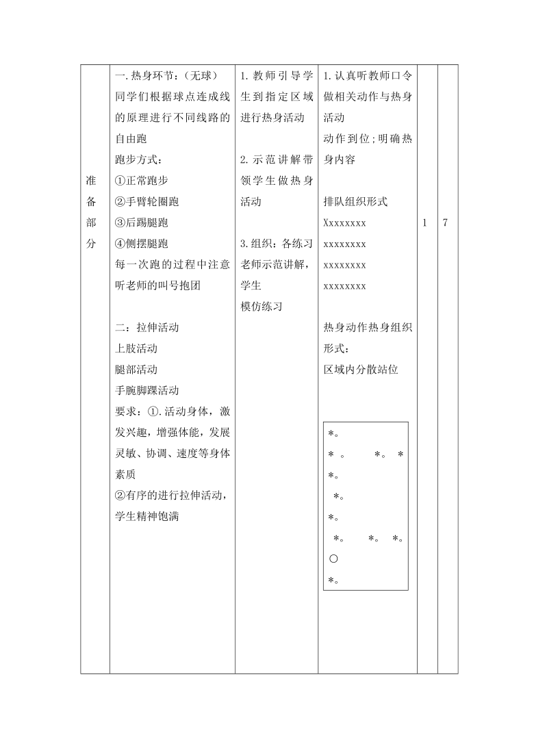 全国通用 六年级体育 脚内侧传接球  教案（表格式）