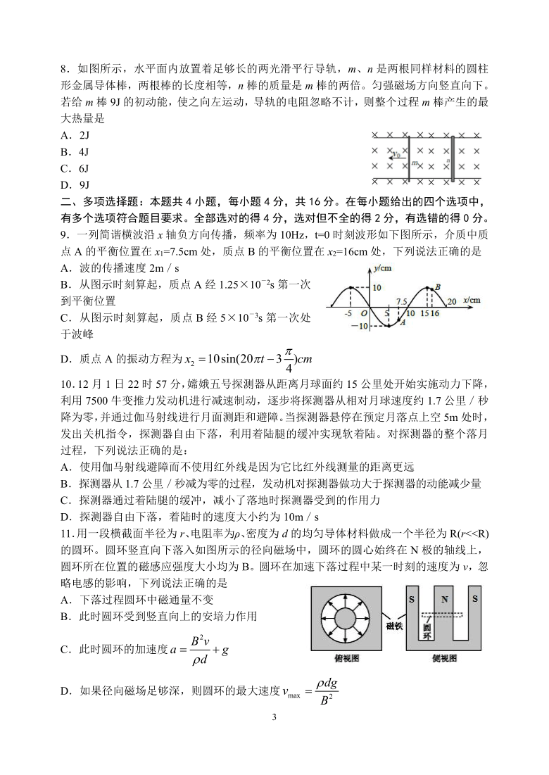 山东省教科所2021届高三下学期5月第二轮模拟考试物理试题 Word版含答案