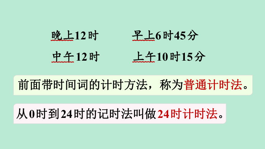 认识24时计时法6年,月,日一情境导入观察图中的小女孩,为什么在12点时