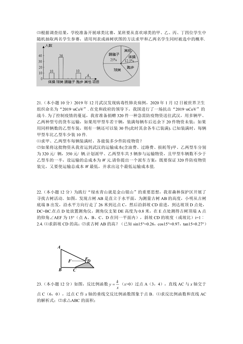 四川省宜宾市南溪区桂溪初级中学校2021届九年级第一次月考数学试卷（Word版含答案）