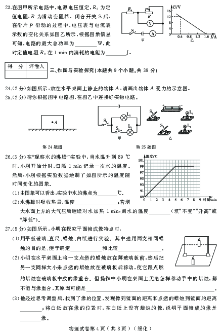 2019年黑龙江绥化升学模拟大考卷（四）物理试卷及答案（PDF）