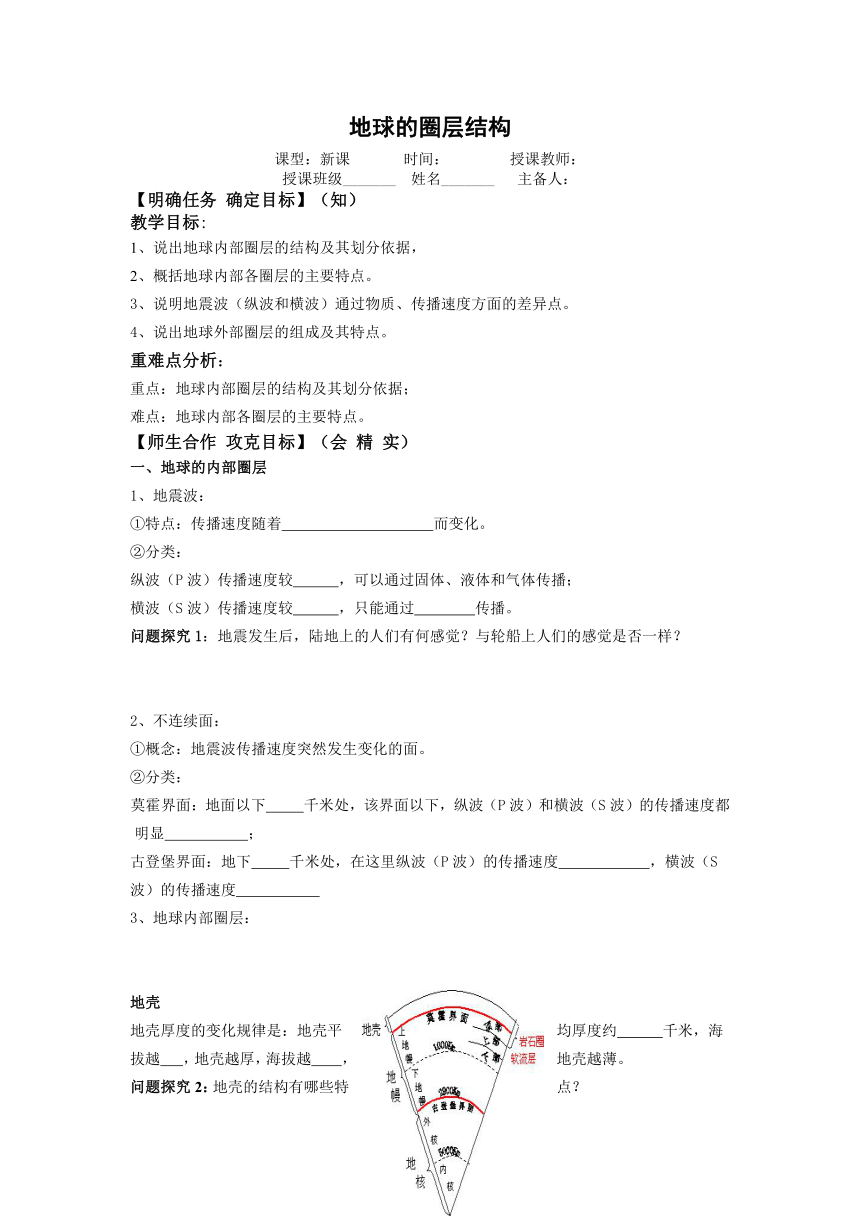 1.4 地球的圈层结构 学案