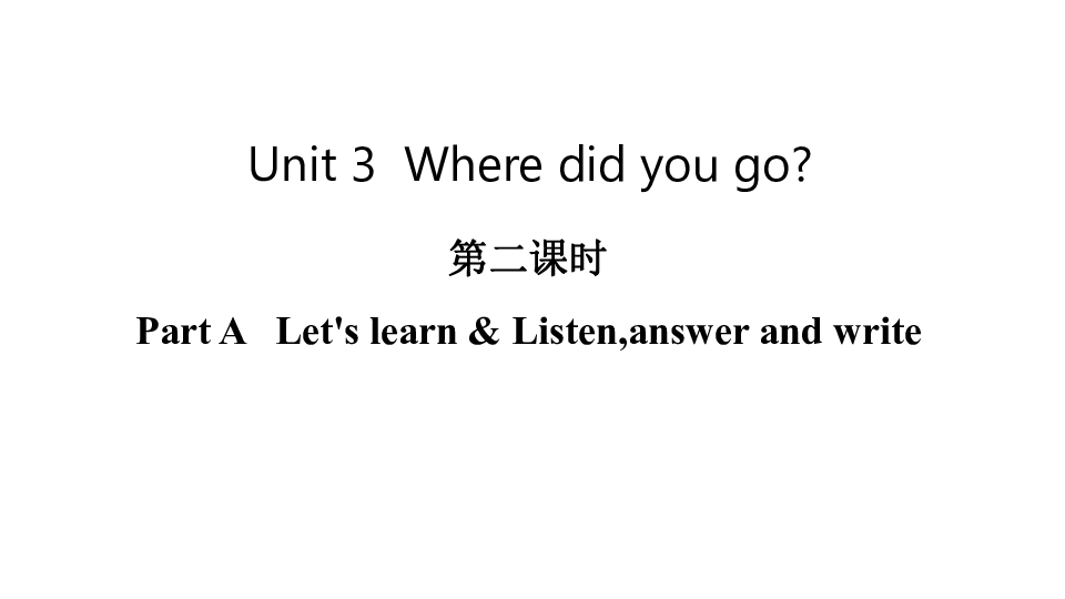Unit 3 Where did you go Part A   Let’s learn & Listen,answer and write课件（16张PPT)